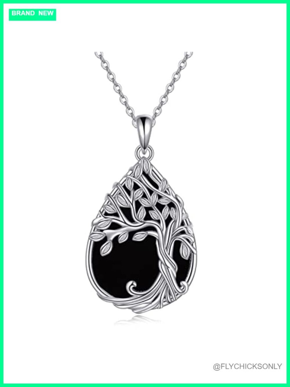 Tree of Life Necklace 925 Sterling Silver Onyx Pendant Celtic Knot